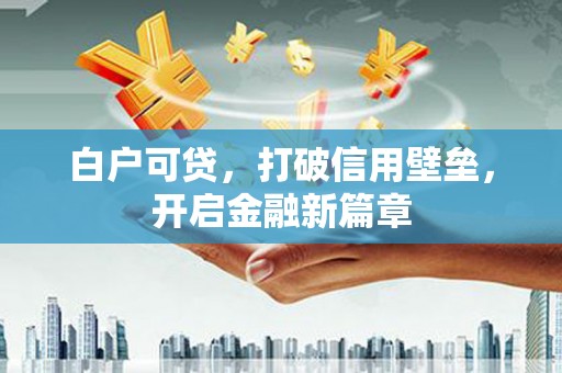 东坡白户可贷，打破信用壁垒，开启金融新篇章