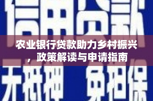 湖西农业银行贷款助力乡村振兴，政策解读与申请指南